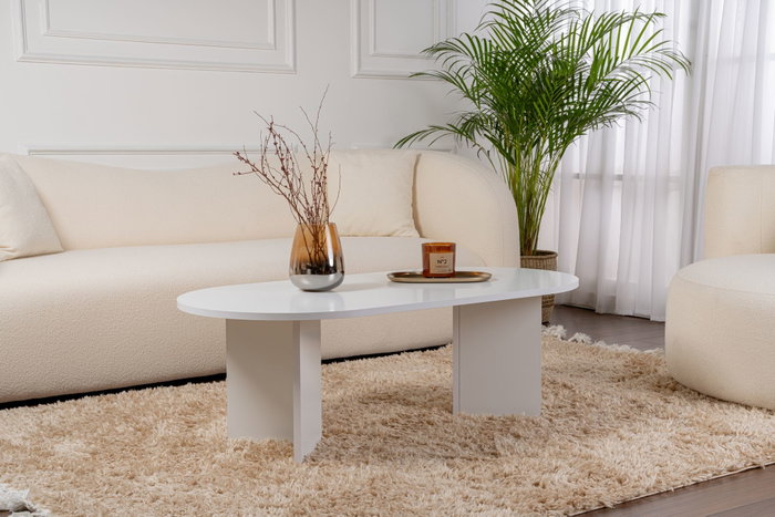 Nordure Mesa de café Sable White 119x40x60 cm Color Blanco
